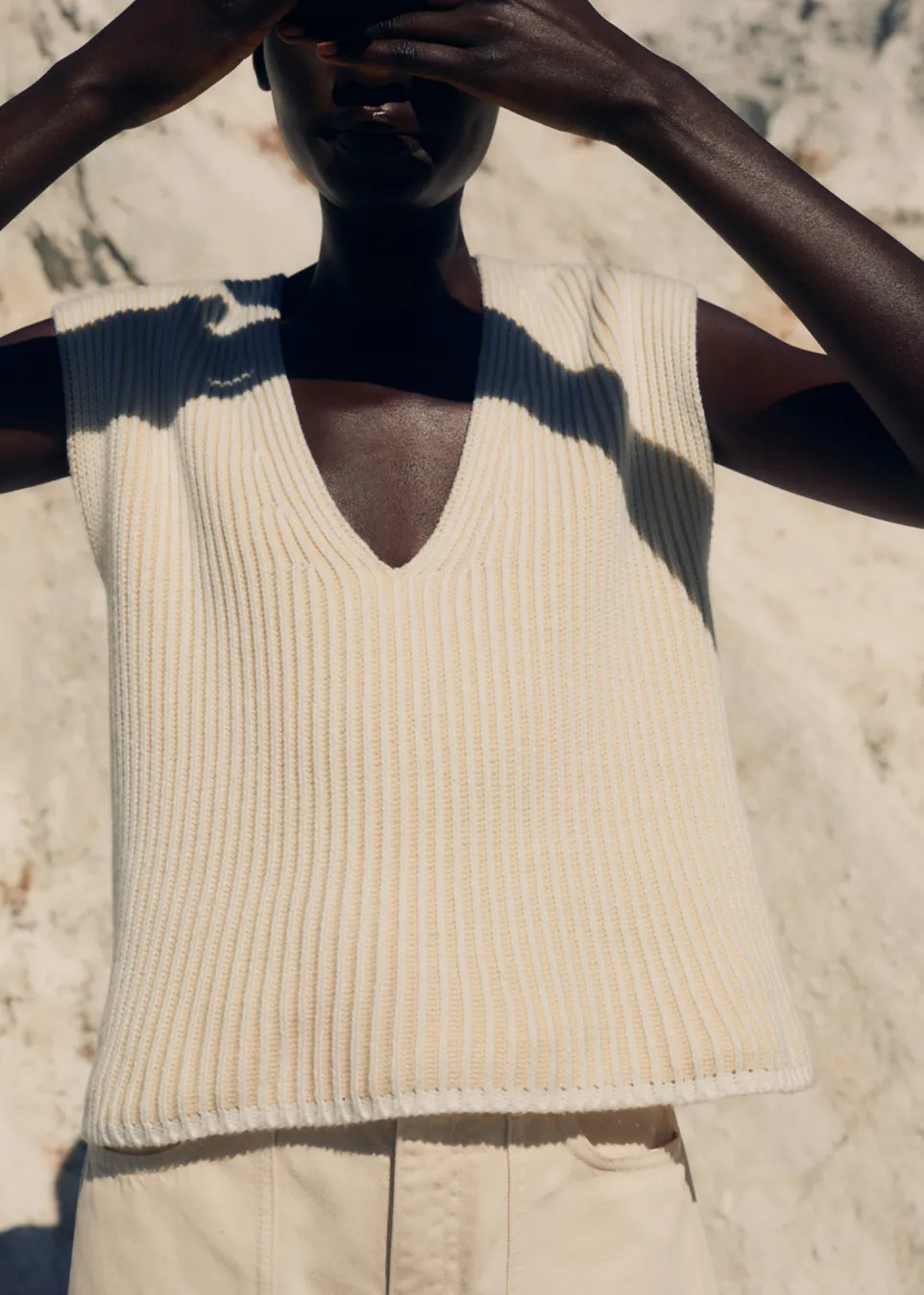 Soft-Touch Rib Cotton Knit Vest | ME+EM Global (Excluding US)