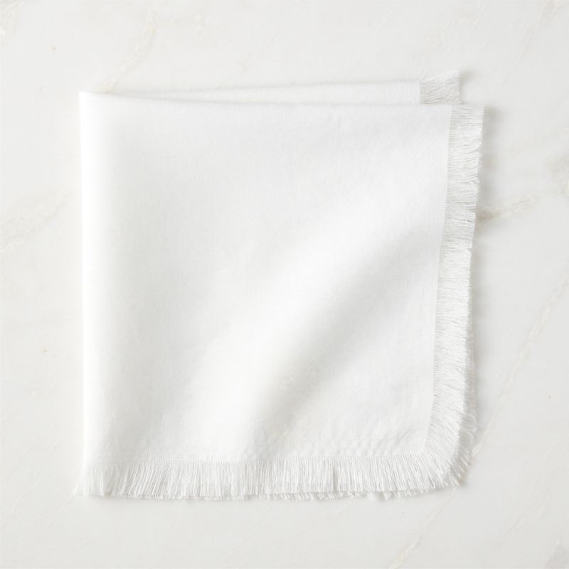 Yico White Organic Cotton Fringe Napkin + Reviews | CB2 | CB2