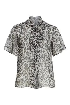 Leopard Print Tie Neck Blouse | Nordstrom