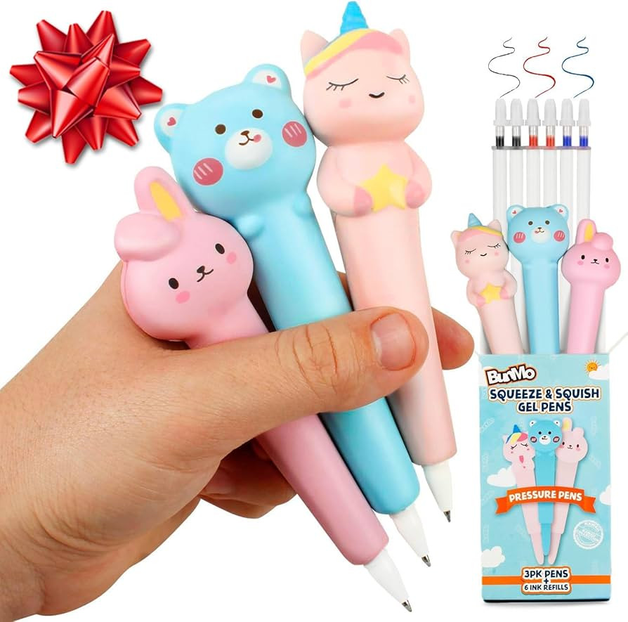 BUNMO Stocking Stuffers for Girls - Cute Squishy Gel Pens 3 Pack with Soft Grip - Gifts for Tween... | Amazon (US)