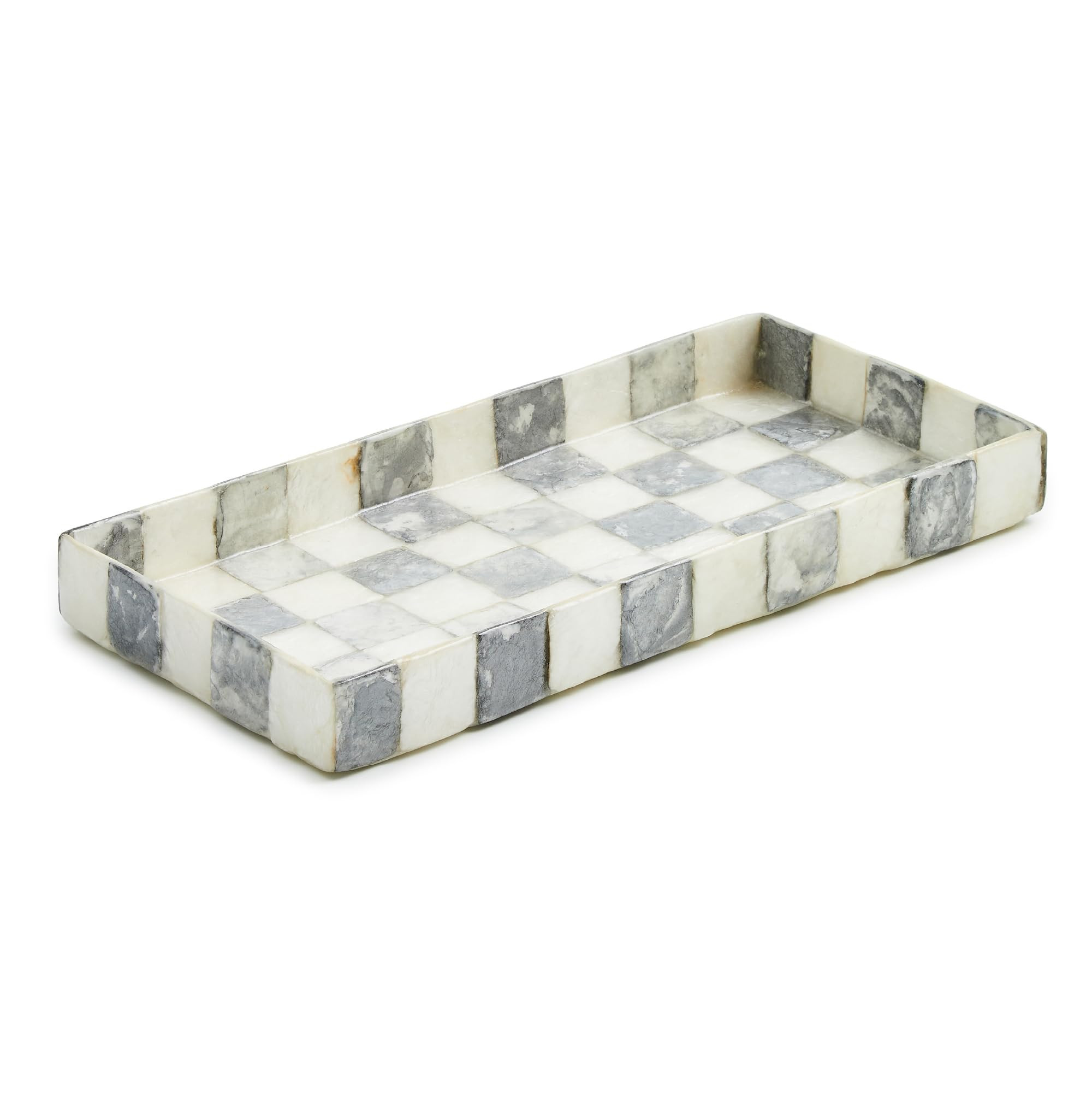 MACKENZIE-CHILDS Capiz Vanity Tray, Rectangular Tray Decor, Gray-and-White Sterling Check | Amazon (US)