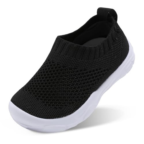 Toddler Boys and Girls Sneakers with Non-Slip Sole Sock Sneakers for Kids Black 10 Toddler | Amazon (US)