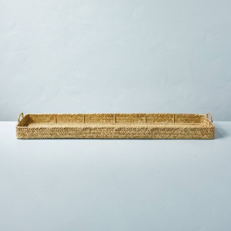 36" Extra-Large Natural Woven Basket Tray - Hearth & Hand™ with Magnolia | Target