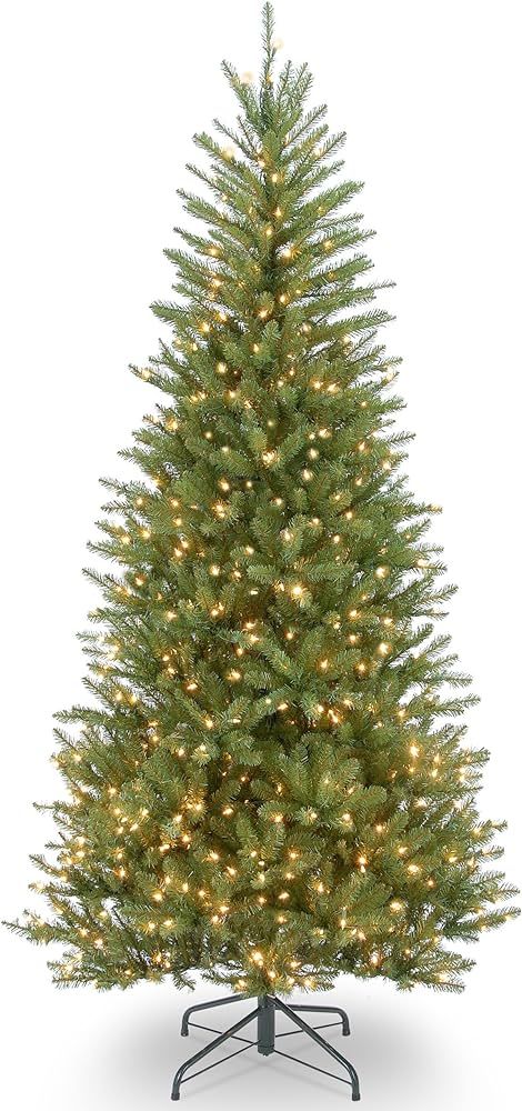 National Tree Company Pre-Lit Artificial Slim Christmas Tree, Green, Dunhill Fir, White Lights, I... | Amazon (US)