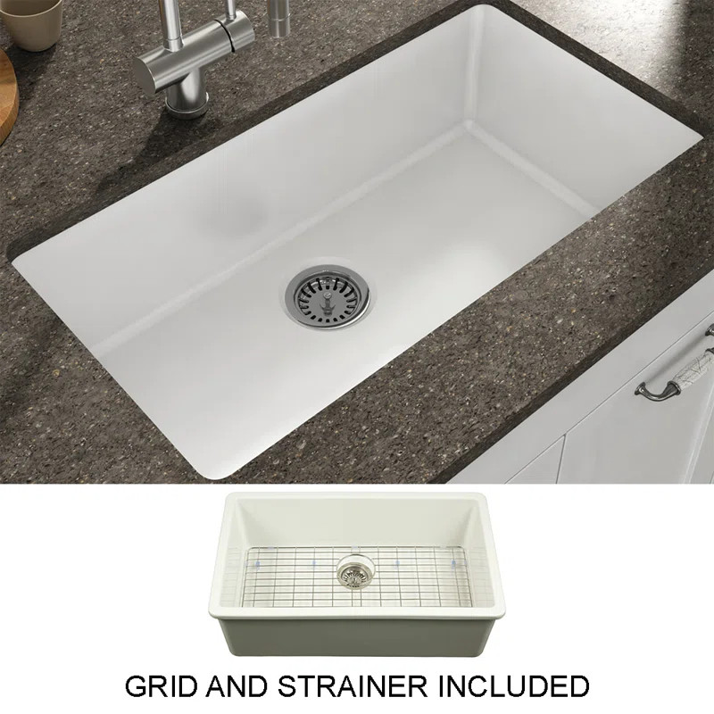 YU32 Yorkshire 31.5" Single Bowl Fireclay Undermount Kitchen Sink | Wayfair North America