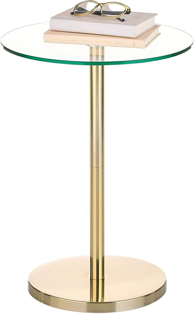 mDesign Glass Top Side/End Drink Table - Tall Modern Round Accent Metal Nightstand Furniture for ... | Amazon (US)