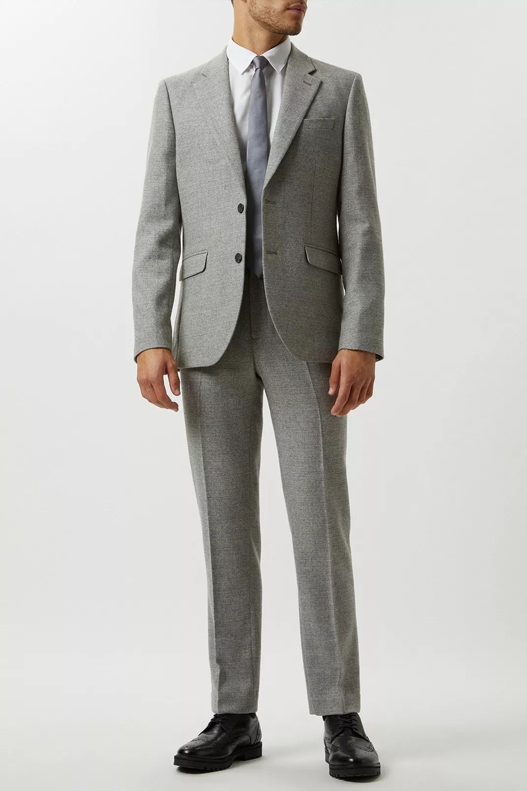 Buy Slim Fit Light Grey Crosshatch Tweed Suit Jacket for GBP 140.00 | Burton UK | Burton UK