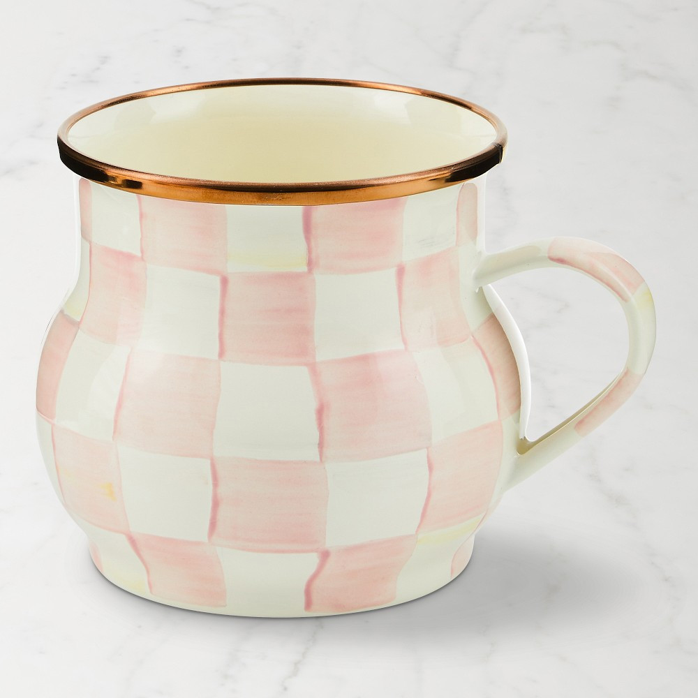 MacKenzie-Childs Rosy Check Enamel Mug | Williams-Sonoma