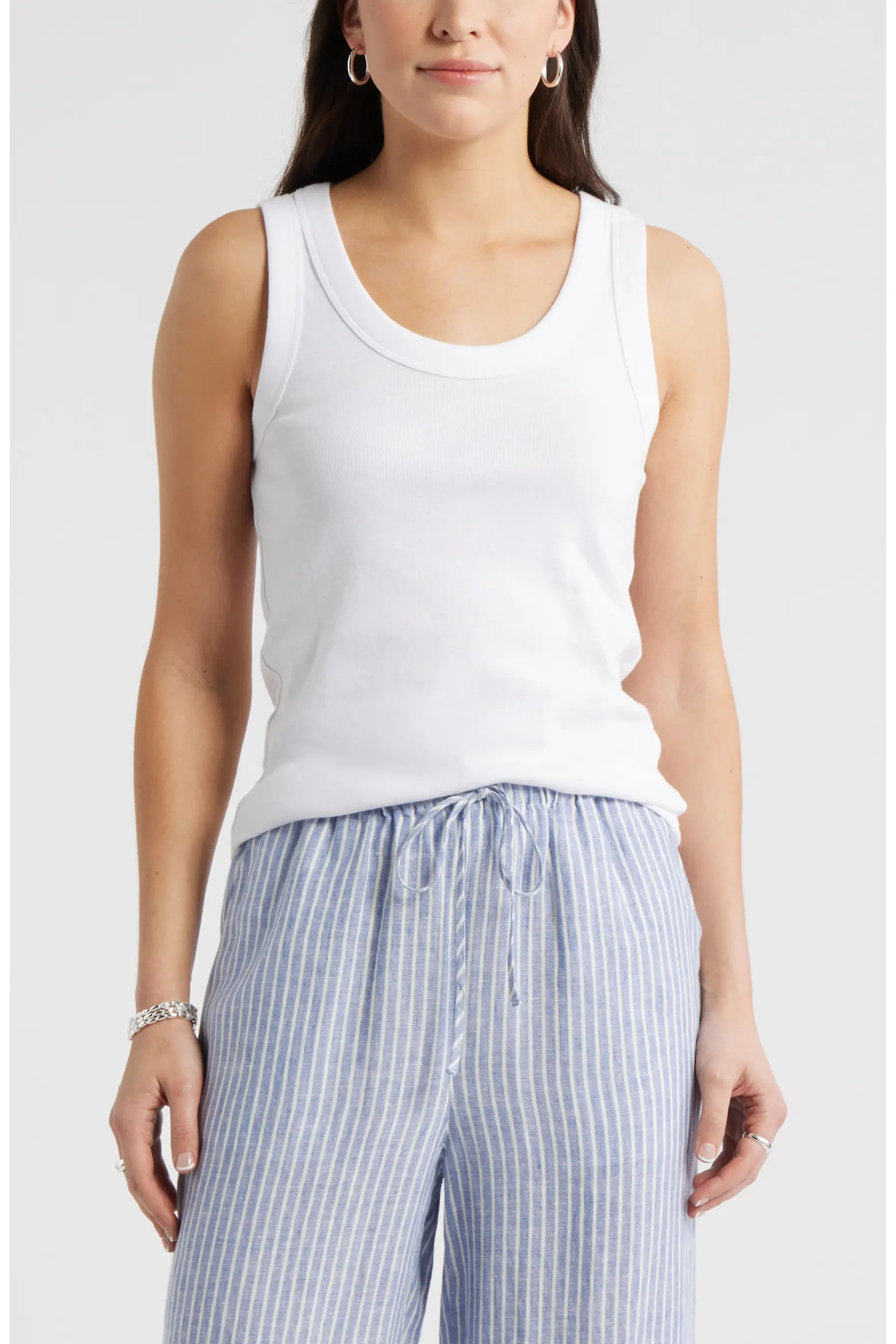 Scoop Neck Rib Cotton Tank (Women) | Nordstrom | Nordstrom