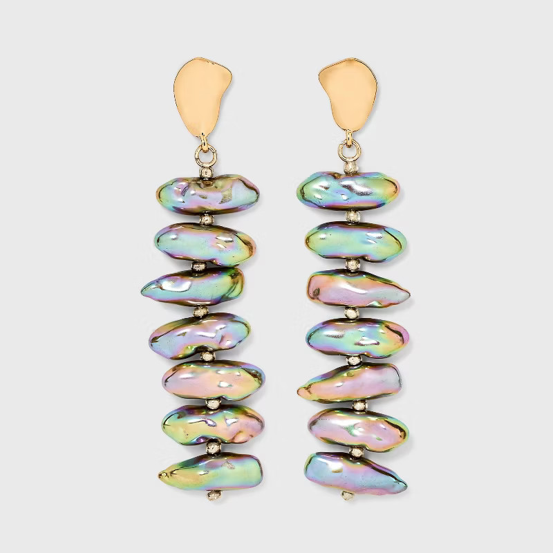 Linear Pearl Drop Earrings - A New Day™ | Target