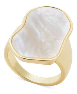 I.n.c. International Concepts Gold-Tone Mother-of-Pearl Statement Ring, Exclusively at Macy's - Yellow | Macy's