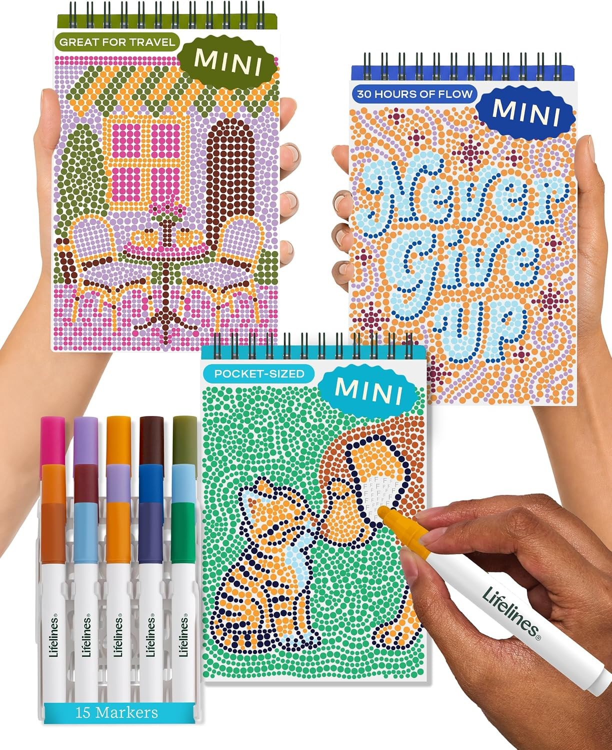 Lifelines FlowArt Mini Activity Pads, 3-Pack, Dot-by-Letter Coloring Books | Amazon (US)