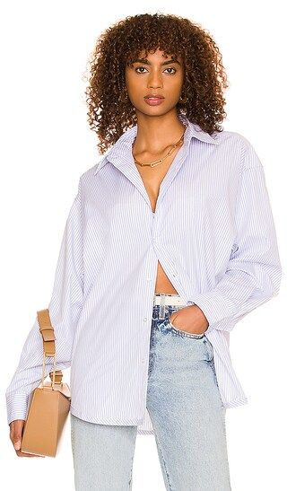 Bastien Button Down Top in Blue & White Stripe | Revolve Clothing (Global)