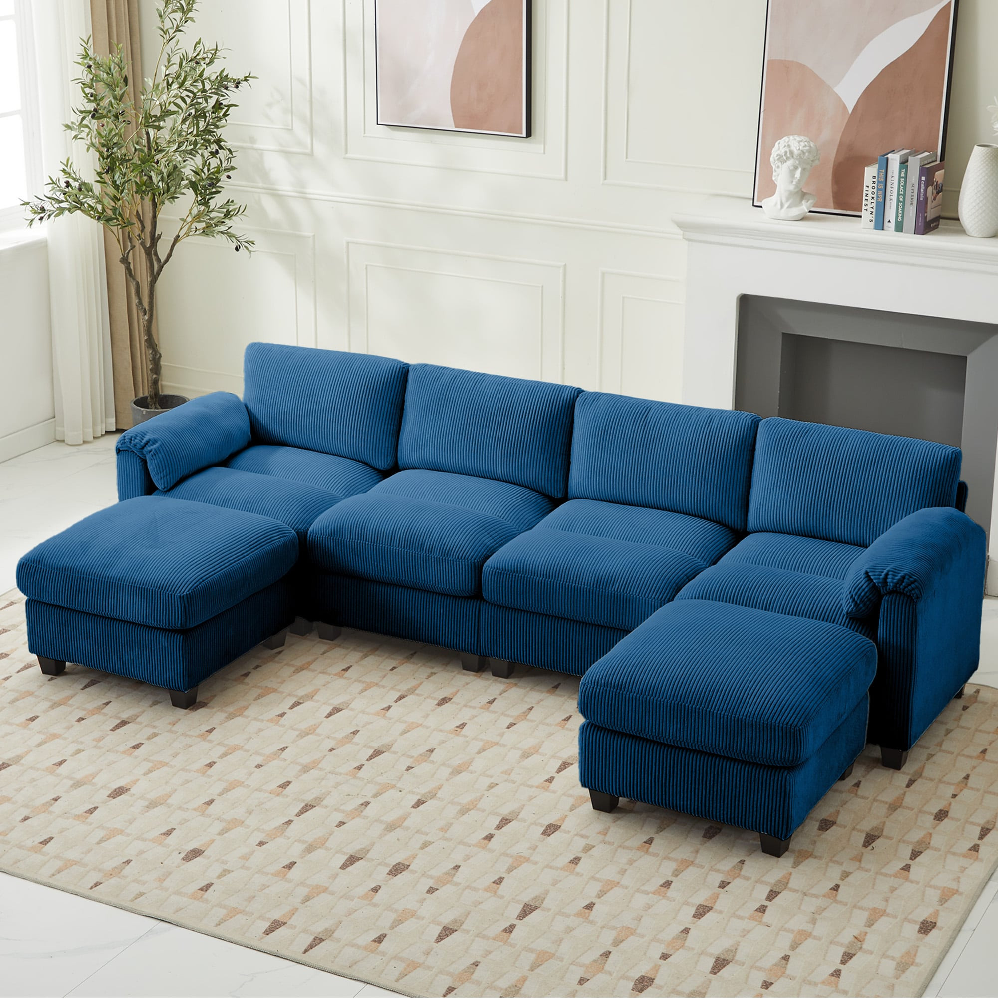 VOUA 115-in W Casual Blue Sectional | SAF-DXDRZJ4-NV1 | Lowe's