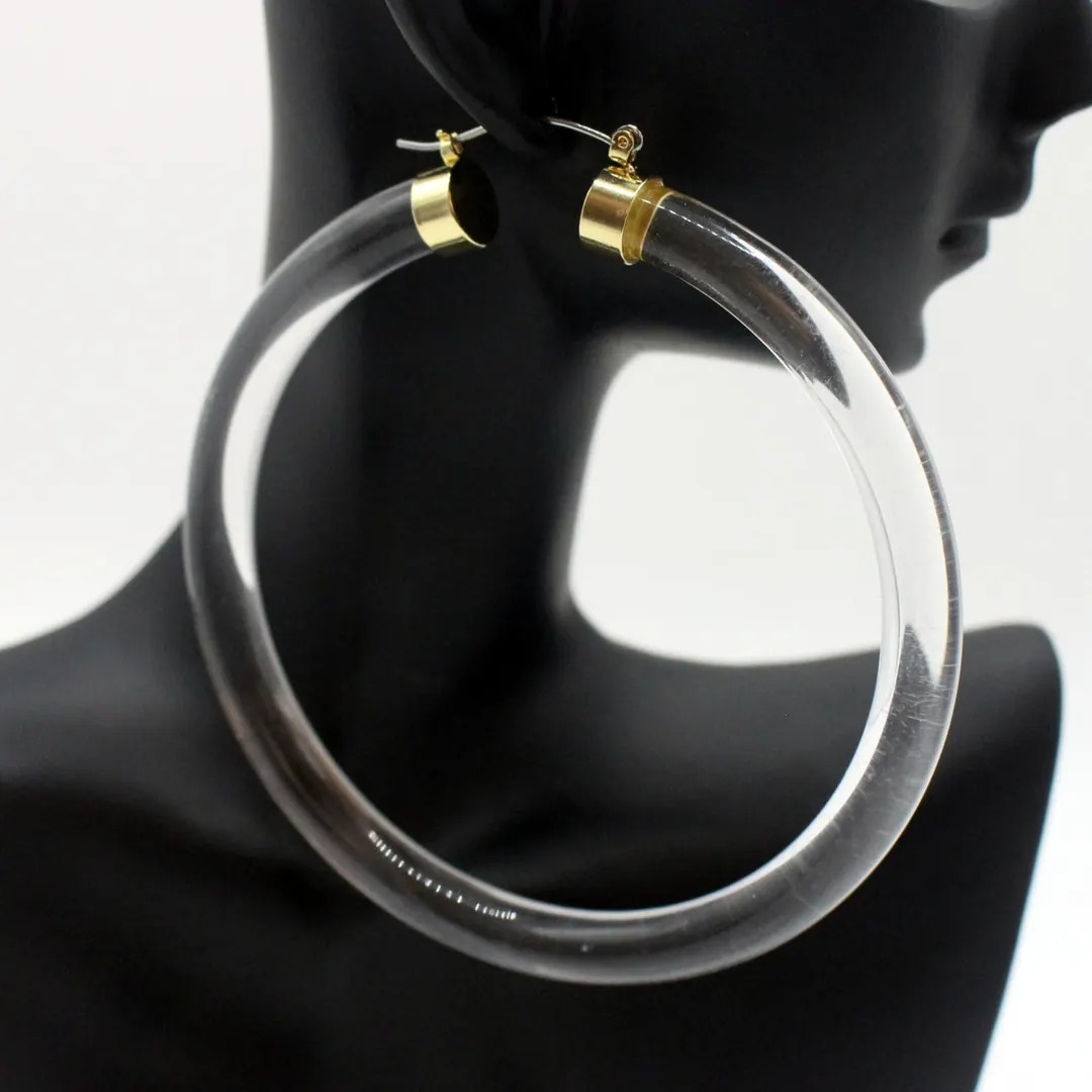 Chunky Clear Resin Hoop Earrings: Oxidized Copper Inlay, 64mm - Etsy | Etsy (US)