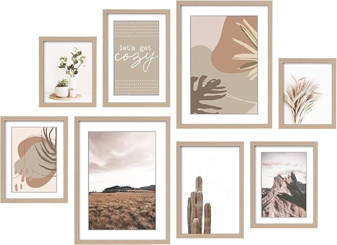 ArtbyHannah 8 Pack Modern Neutral Gallery Wall Kit Decorative Art Prints Picture Frame Collage Wa... | Amazon (US)