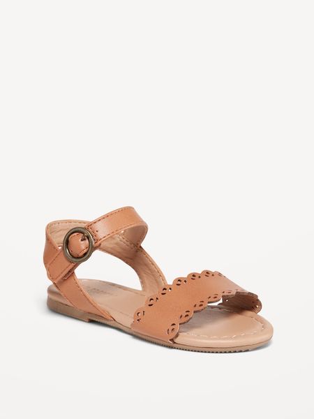 Faux-Leather Scallop-Trim Sandals for Toddler Girls | Old Navy (US)