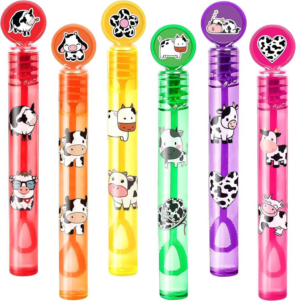 24PCS Cow DIY Bubble Wands Party Favors 96PCS Stickers for Goodie Bag Fillers Pinata Stuffers, Mi... | Amazon (US)