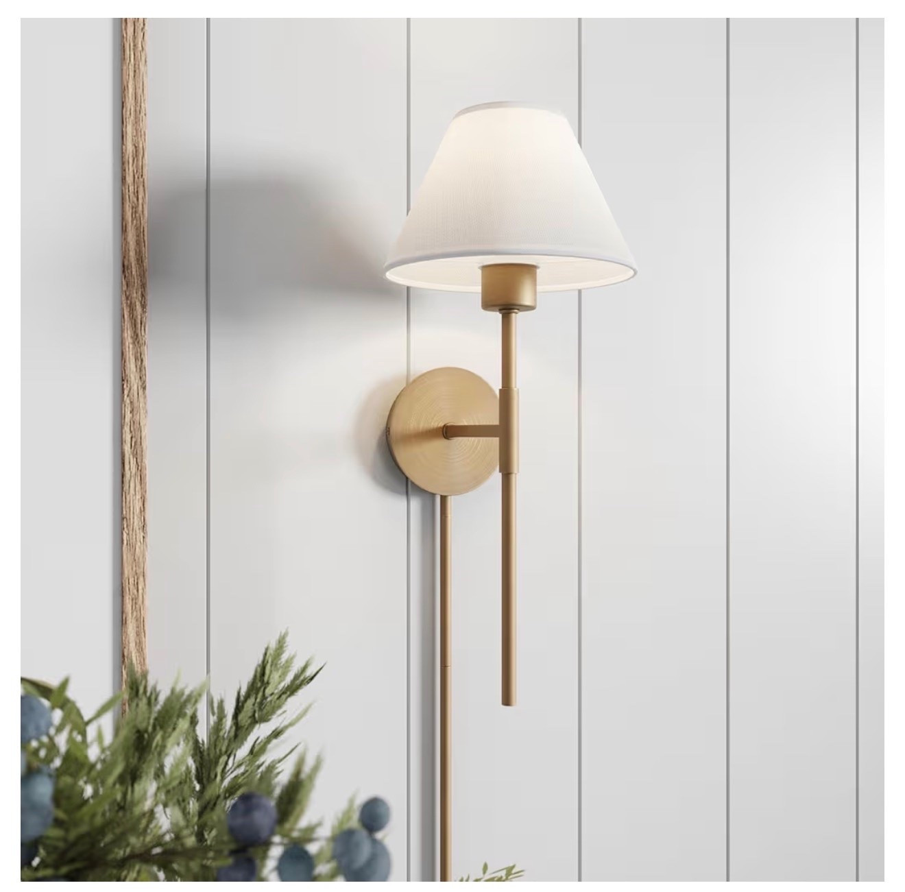 Plug-in Wall Sconce, Wall Mounted Bedside Reading Lamp with Cotton Shade and Brass Back Plate

#LTKHome #LTKmomlife #LTKSaleAlert
