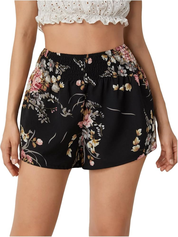 Floerns Women's Summer Tribal Print Elastic Waist Beach Shorts | Amazon (US)