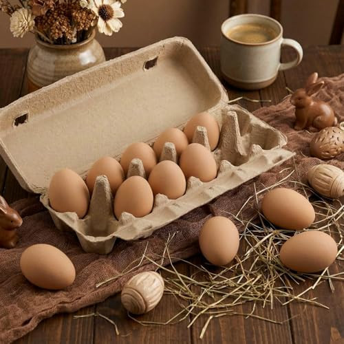 12 Pcs Easter Ceramic Eggs Brown Fake Nest Egg Easter Decoration for Easters Egg Hunt Nesting Box... | Amazon (US)