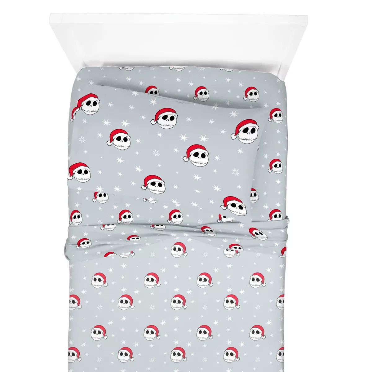 Twin Disney Nightmare Before Christmas Santa Claws Flannel Rotary Sheet Set Red/Gray | Target