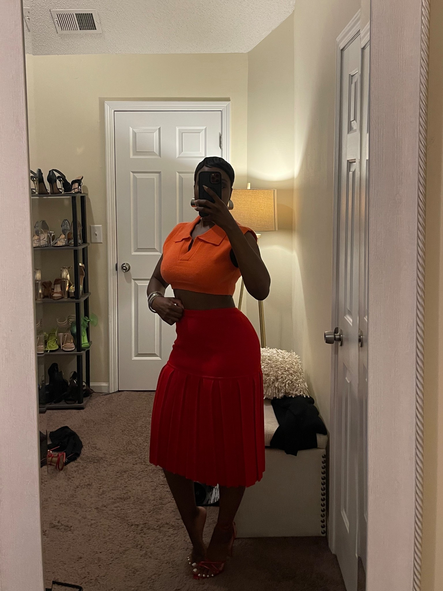 Red drop waist midi skirt, orange collared crop top, red and orange outfit, summer outfit idea, edgy fashion outfit idea

#LTKSummerEdit #LTKStyleTip