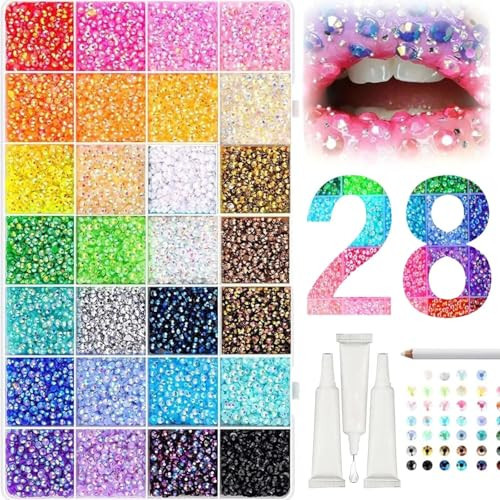 Bedazzler Kit with Rhinestones, Colorful DIY Resin Rhinestone Kit for Bedazzling, Resin Jelly Rhinestones for Bedazzling Kit for Diamond Art Bedazzled Nail Art Crafting Makeup (30000) | Amazon (US)