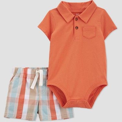 Baby Boys' Plaid Top & Bottom Set - Just One You® made by carter's Orange/Blue | Target