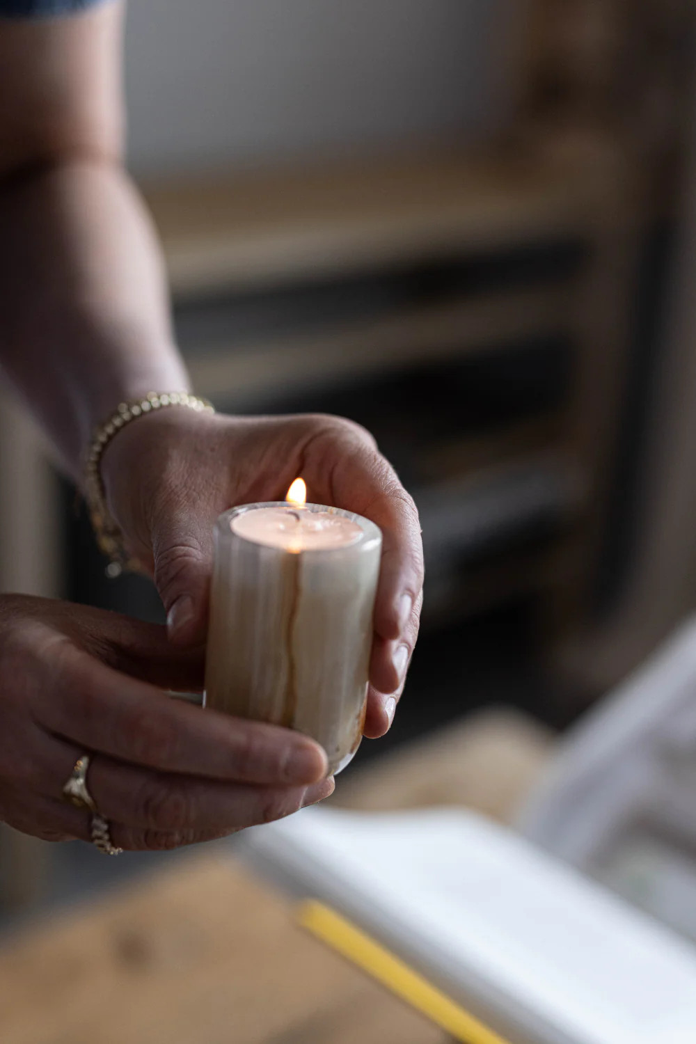 Marble Pillar Tea Light Holder | By Luxe B Co. | Luxe B Co
