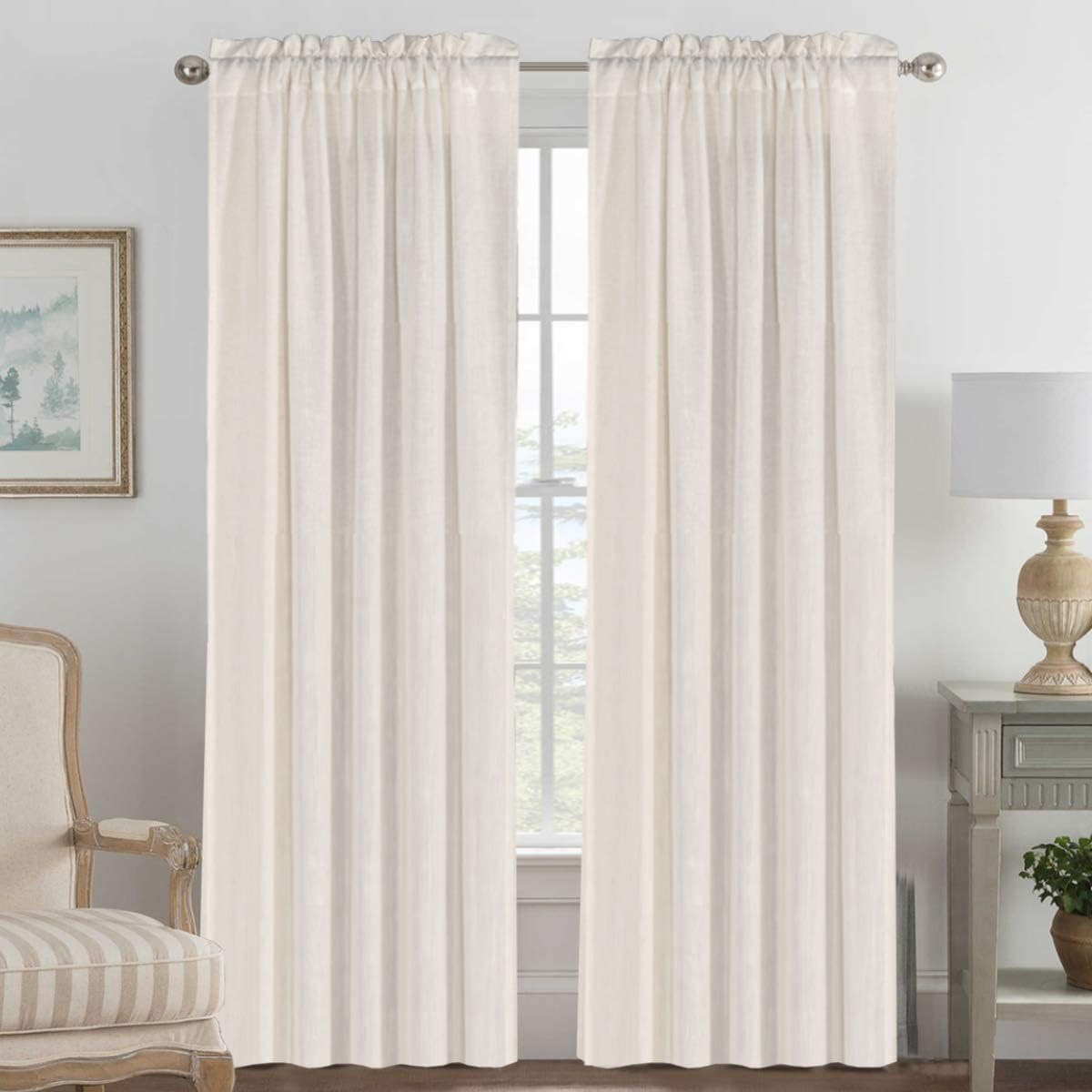 Amazon.com: Linen Curtains Light Filtering Privacy Protecting Panels Premium Soft Rich Material D... | Amazon (US)
