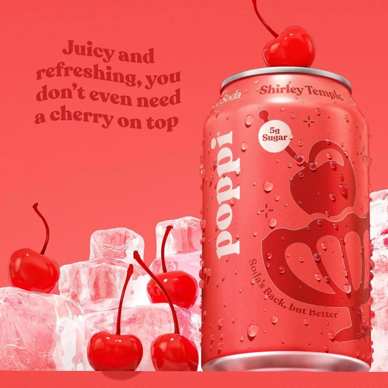 Poppi Shirley Temple Prebiotic Soda, 12oz, 4 Pack | Walmart (US)