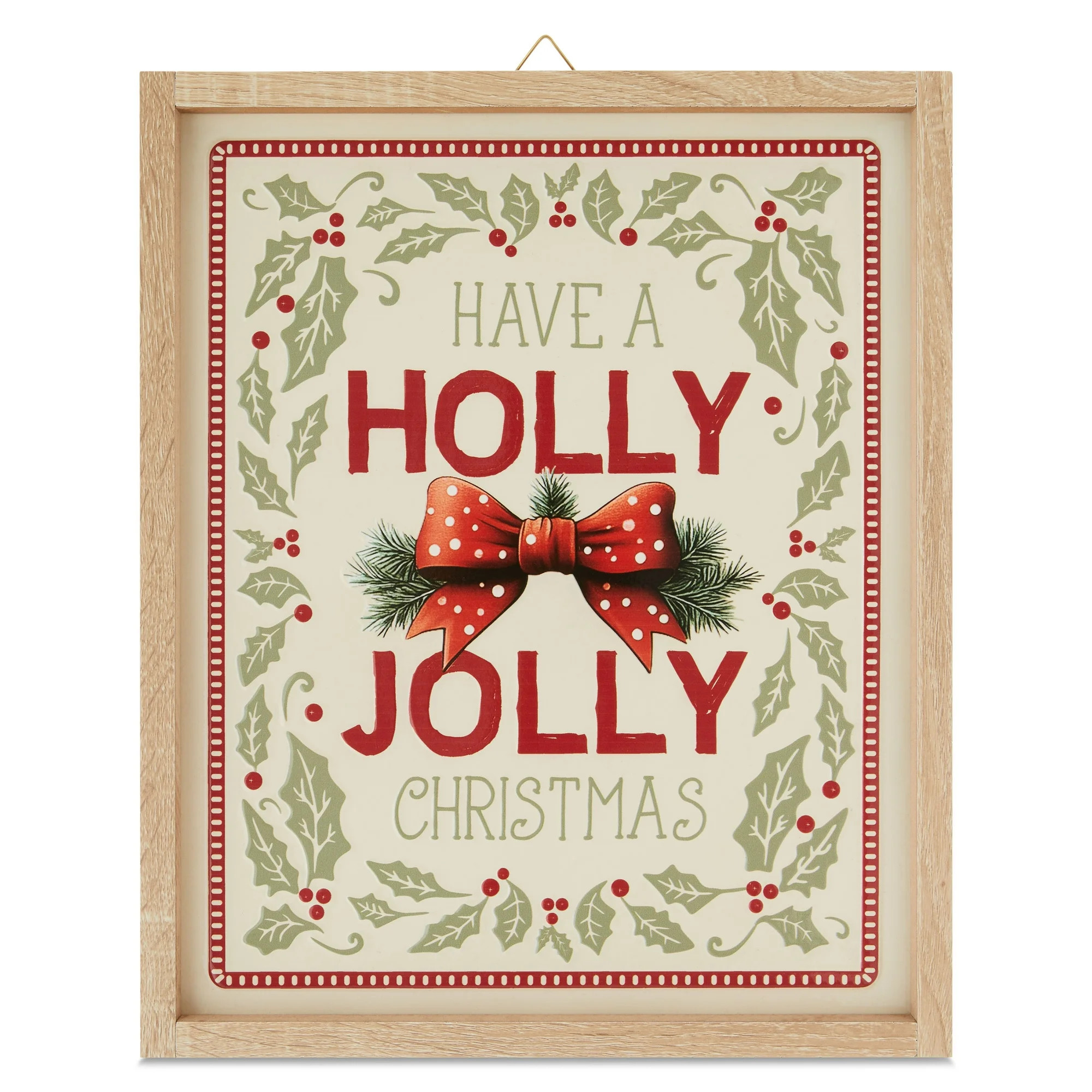 Christmas Holly Jolly Wall Hanging Decoration, Multicolor, 15.75" x 12.8", by Holiday Time | Walmart (US)