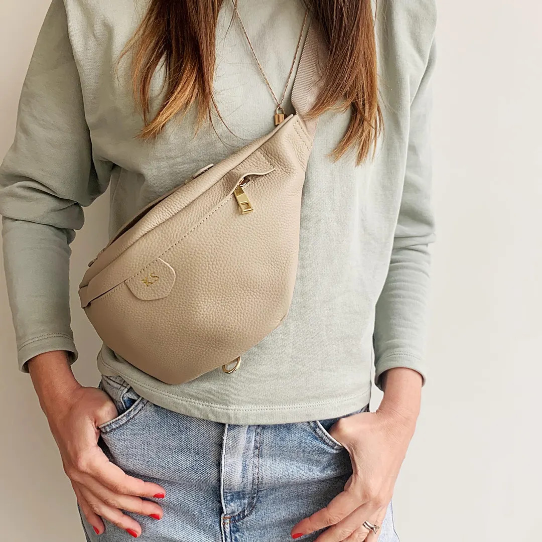 Personalised Leather Bum Bag Available in Stone or Black - Etsy | Etsy (US)