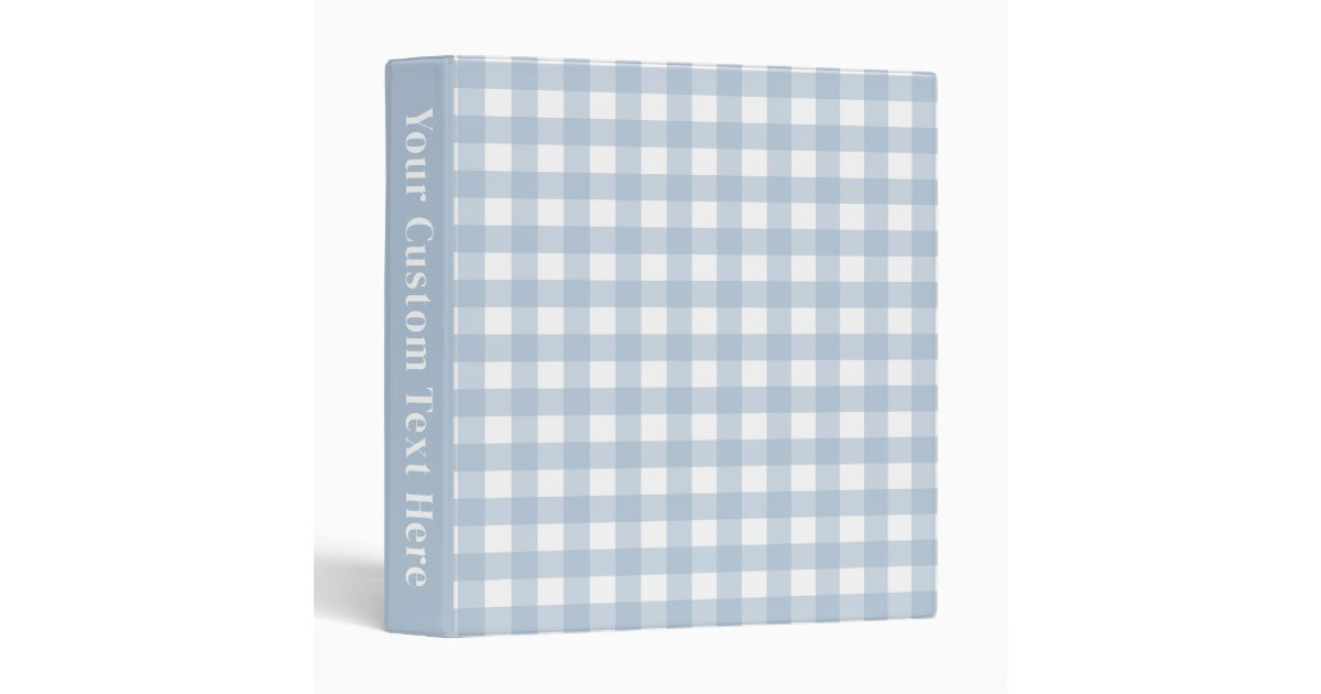 Minimalist Blue Gingham Plaid Pattern 3 Ring Binder | Zazzle | Zazzle