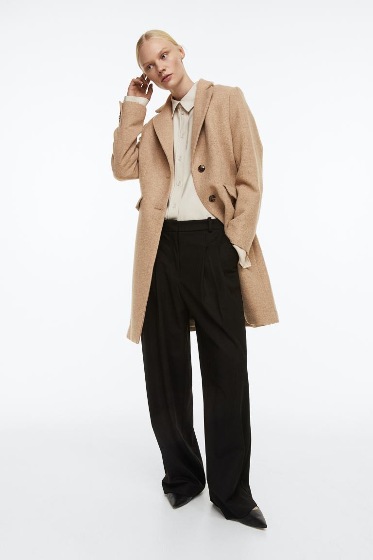 Single-breasted Coat | Tan Coat Coats | Spring Capsule Wardrobe | Spring Outfits 2023 | H&M (US + CA)