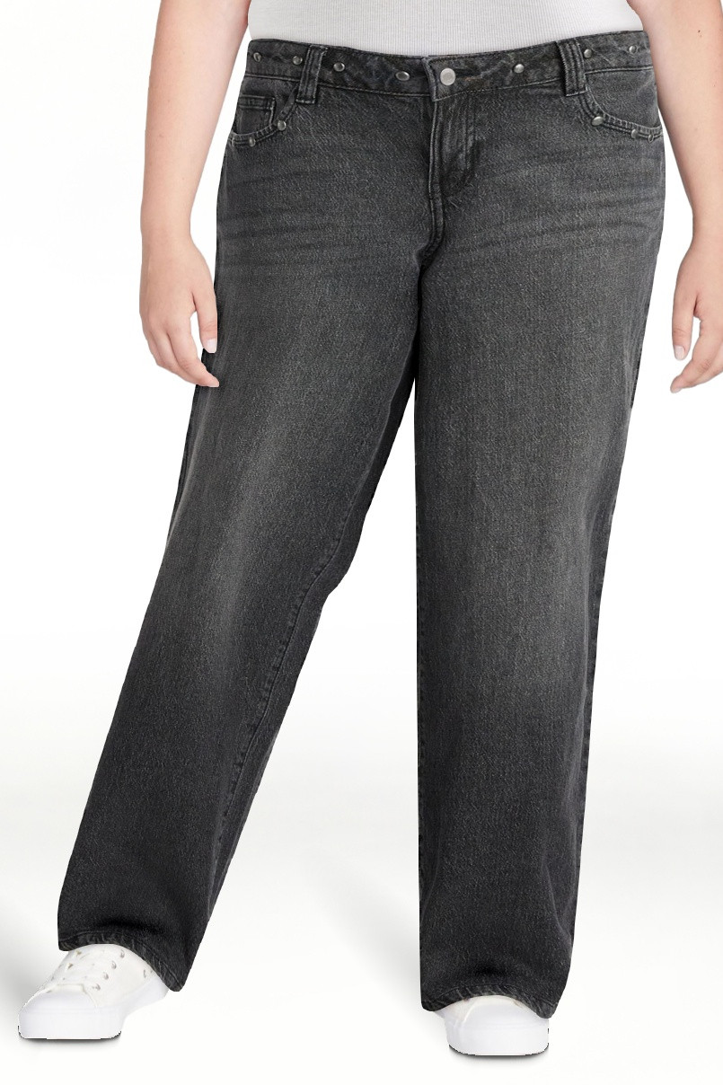 No Boundaries Low Rise Baggy Studded Jeans, 32'' Inseam, Women's - Walmart.com | Walmart (US)