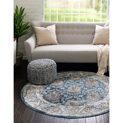 Unique Loom 10' 0 x 10' 0 Round Blue Nyla Princess Area Rug | Target