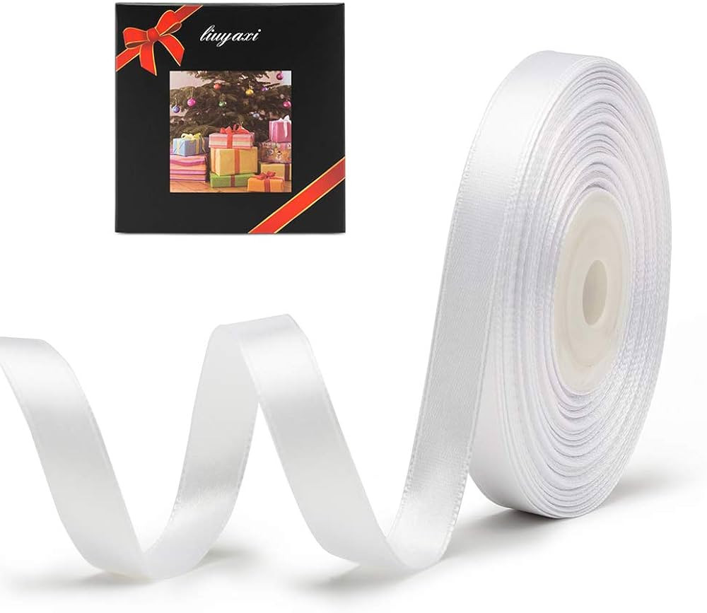 Solid Color Double Faced White Satin Ribbon 3/8" X 25 Yards, Ribbons Perfect for Crafts, Wedding ... | Amazon (US)