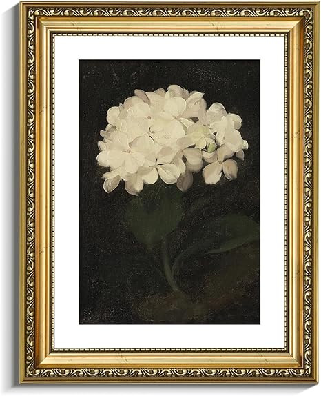 VIYYIEA Gold Framed Wall Art Canvas Print Home Decor Vintage Flower Art Aesthetic Room Decor Whit... | Amazon (US)