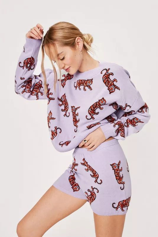 Tiger Knitted Sweater and Shorts Lounge Set | Nasty Gal (US)