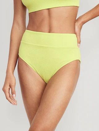 High-Waisted Pucker Classic Bikini Swim Bottoms for Women | Old Navy (US)