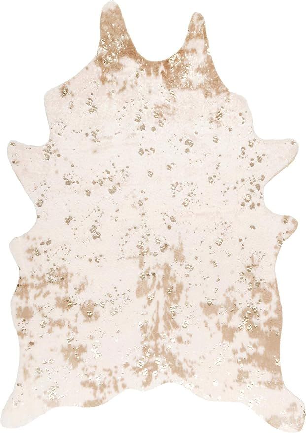 nuLOOM Iraida Faux Cowhide Shaped Rug, 3' 10" x 5', Off-white | Amazon (US)