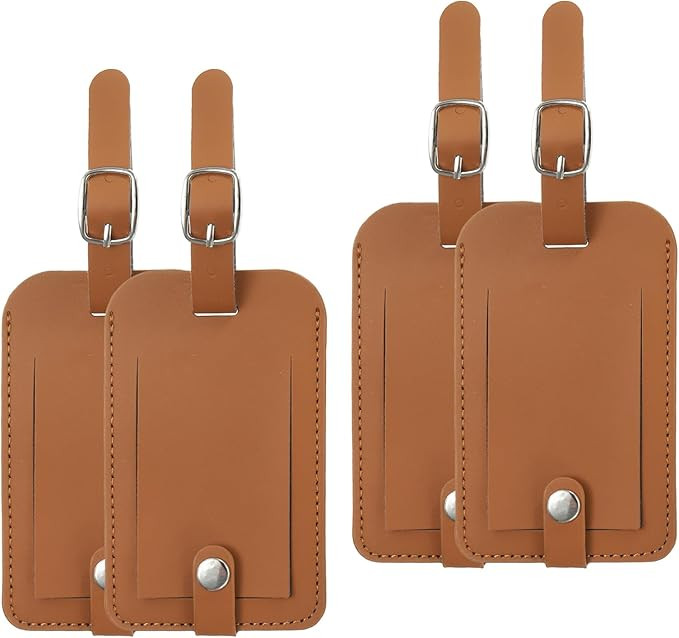 PATIKIL 4 Pack Luggage Bag Tags, PU Leather Suitcase Name Tags with Snap Travel Label Luggage Ide... | Amazon (US)
