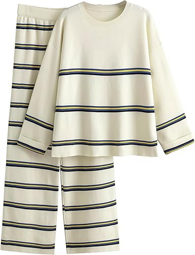 Tanming Womens 2 Piece Outfits Lounge Sets Striped Sweater Sets Cozy Knit Tracksuits Sweatsuits (... | Amazon (US)