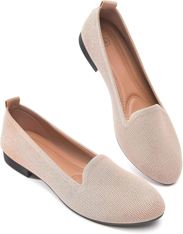 BABUDOG Women's Sparkly Flats Shoes Shiny Mesh Loafers Shoes Soft Memory Foam Flats | Amazon (US)