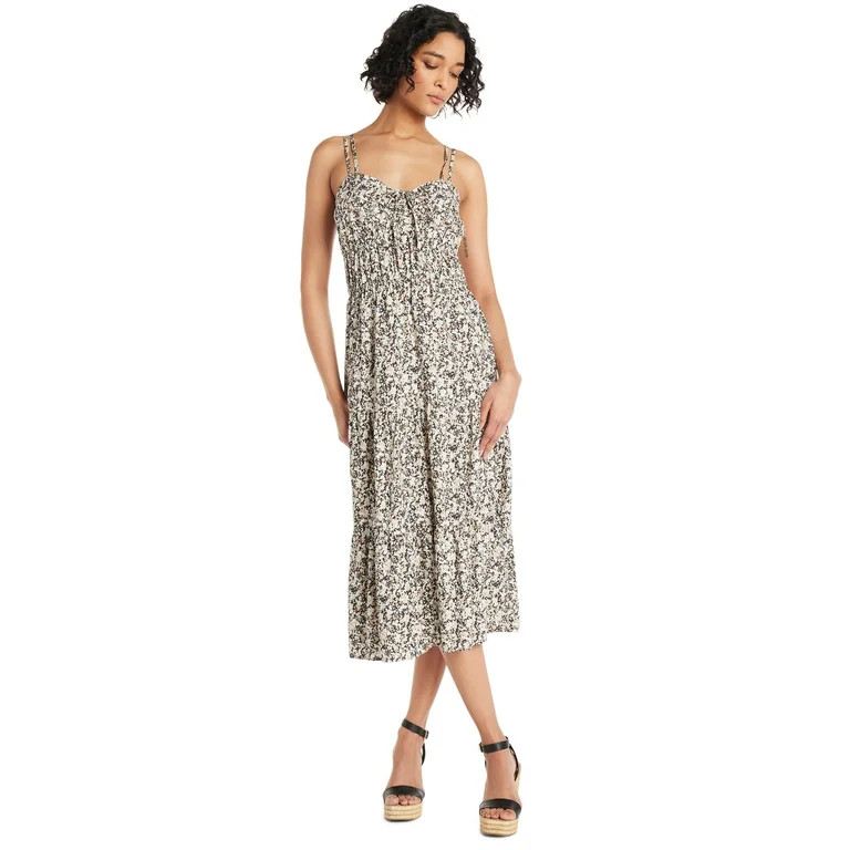 Time and Tru Women's Cross Back Dress with Tiered Skirt, Sizes XS-XXXL | Walmart (US)