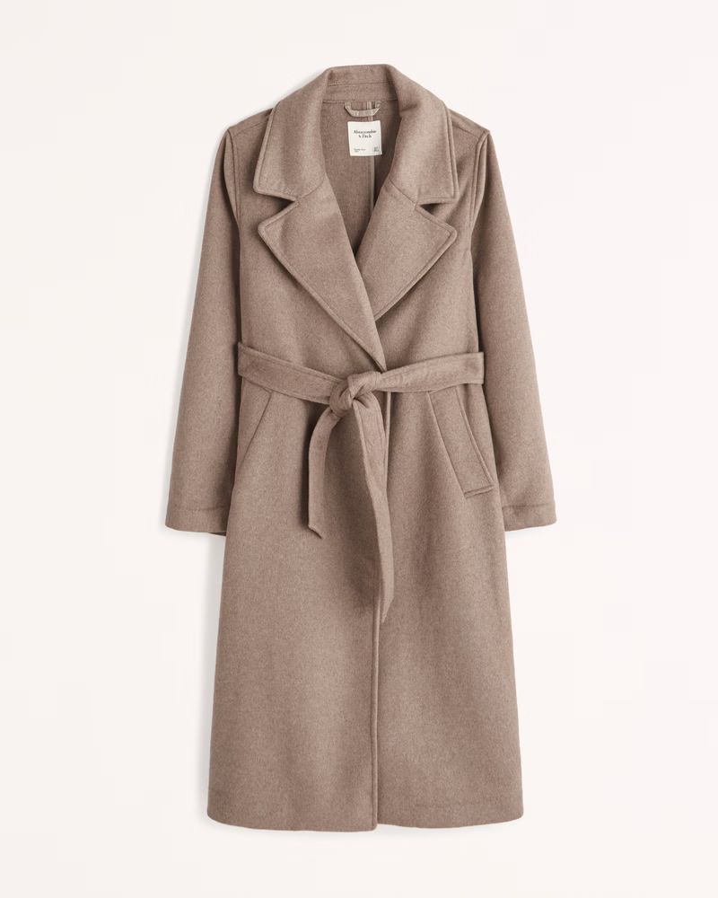 Wool-Blend Belted Blanket Coat | Abercrombie & Fitch (UK)