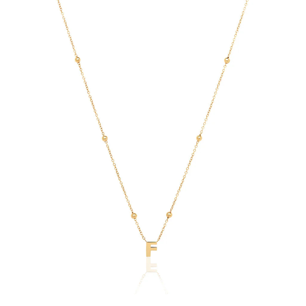 Mini Letter Sphere Chain Necklace (Gold) | Abbott Lyon