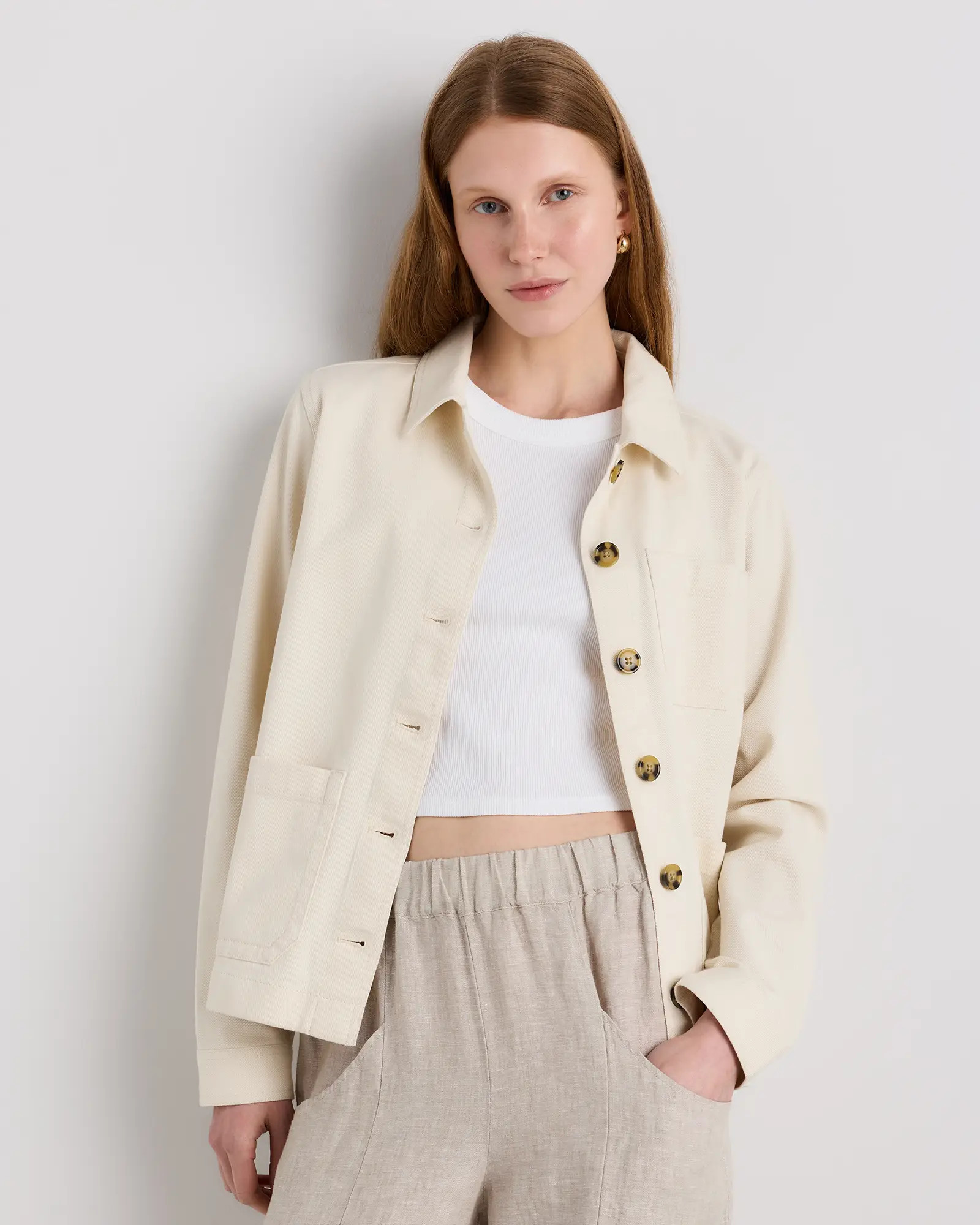 Organic Comfort Stretch Chore Jacket in Vanilla | Quince